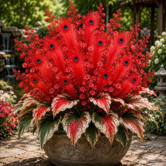 🏠🤗 Peacock Flame Hosta™ – Effortless Beauty For Shady Spaces💥 (1 flower bulb)
