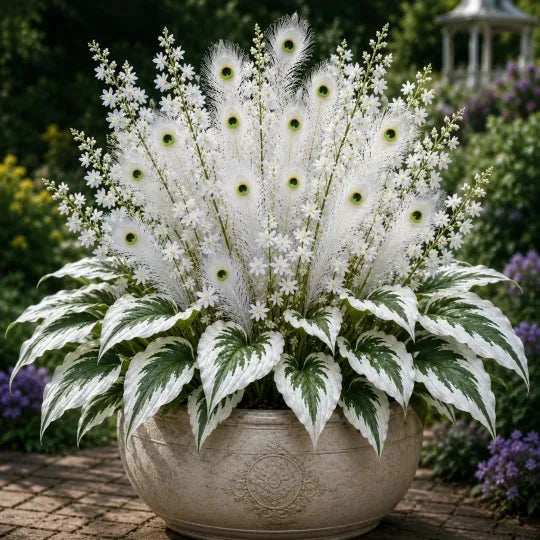 🏠🤗 Peacock Flame Hosta™ – Effortless Beauty For Shady Spaces💥 (1 flower bulb)