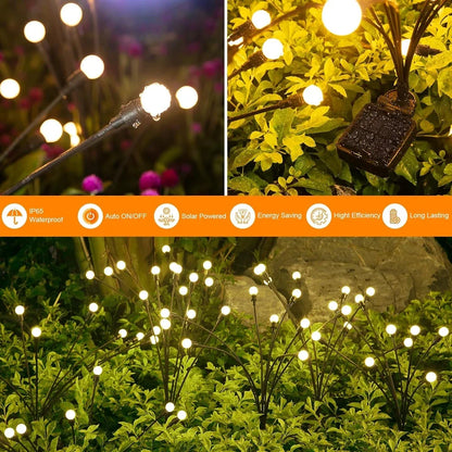 8 LED heads Solar Firefly Garden Lights