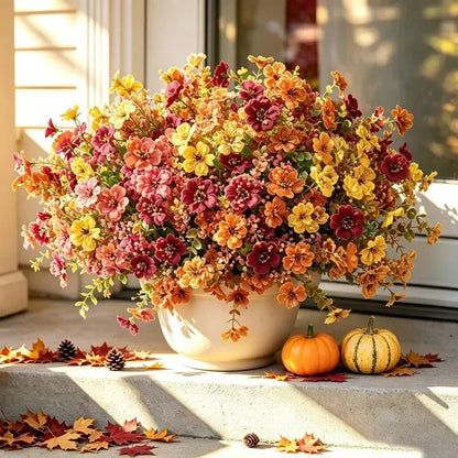 Fall Artificial Flower Halloween 12pcs, UV Resistant Colorful Fake Flower🌼