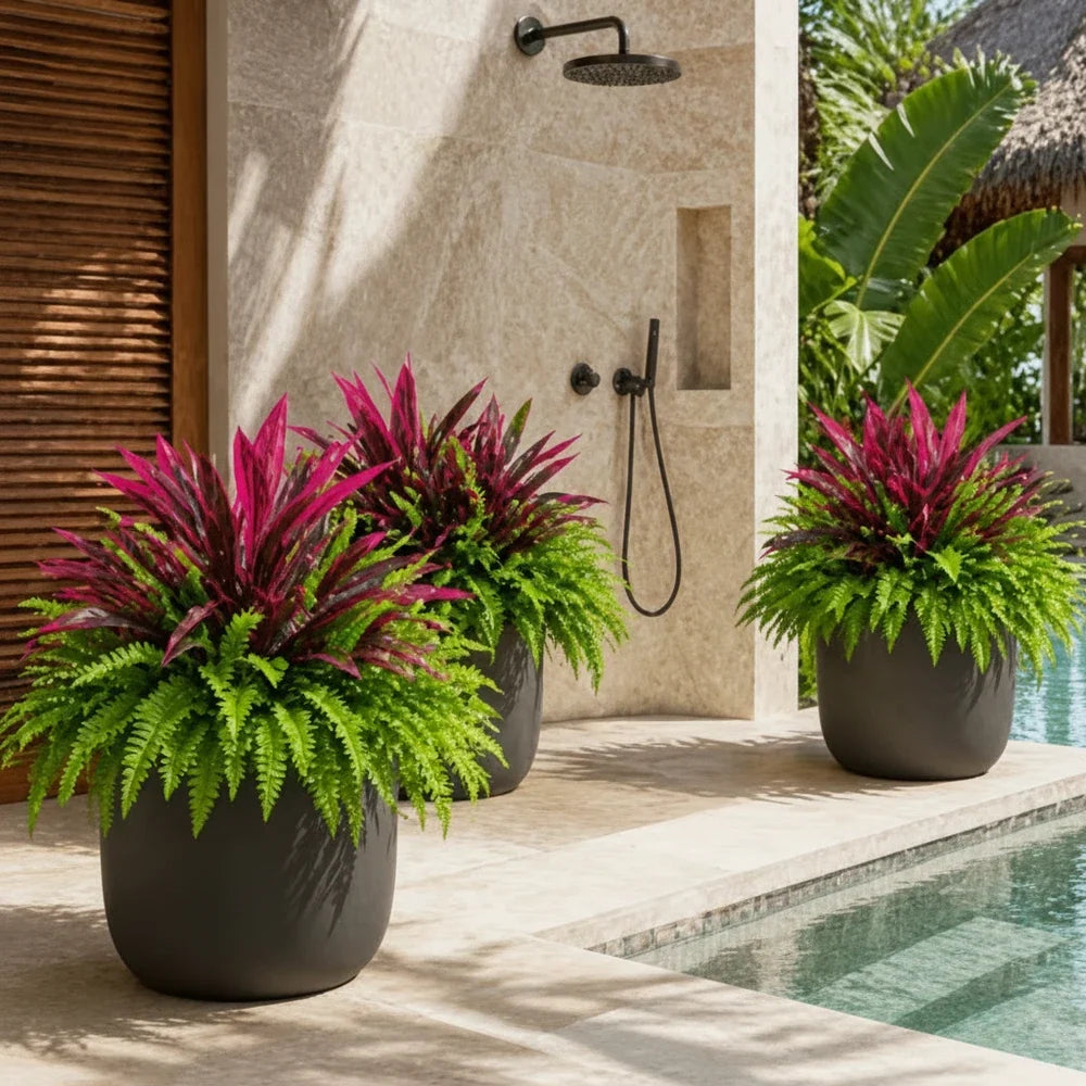 🔥 Last Day Sale Price | UV Resistant Artificial Fern And Red Dracaena