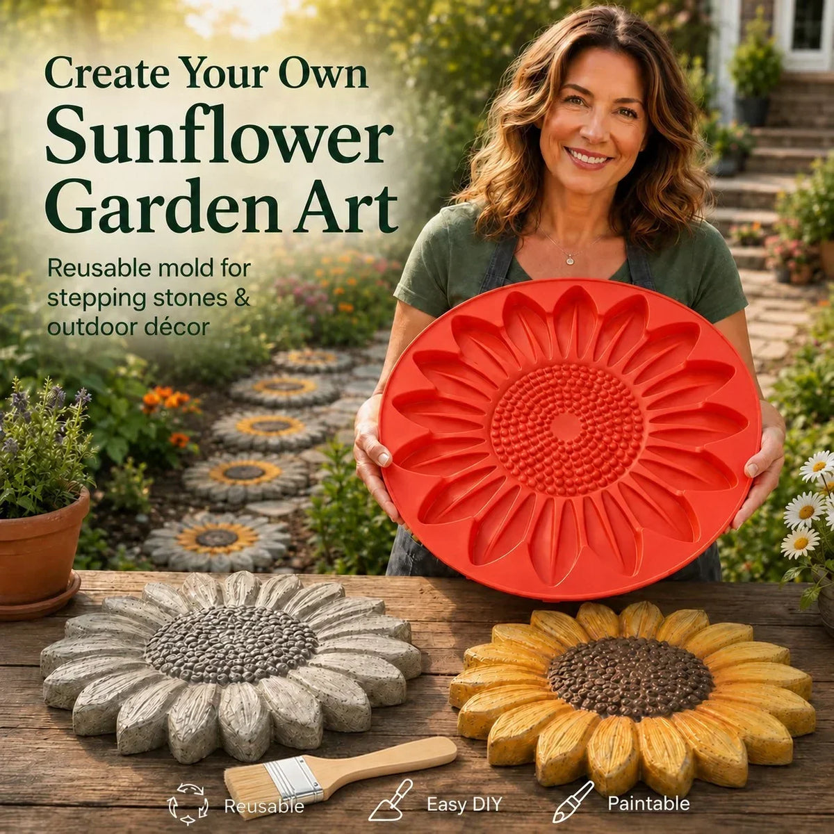 🐦🌻  Garden Art Stepping Stone Mold