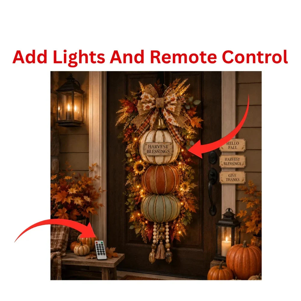 Add Light To Pumpkin Fall Door Decor