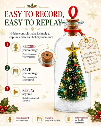 Recordable Glass Tree Message Bottle Ornament