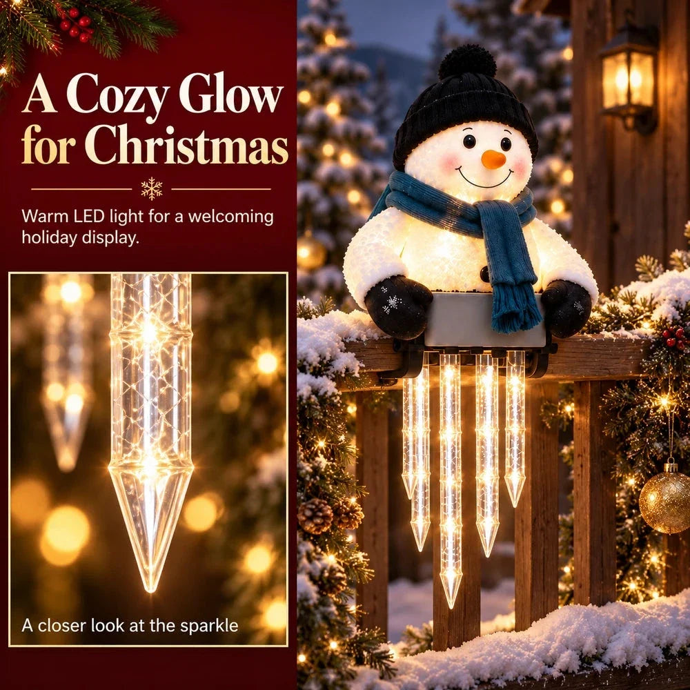 WinterGlow Snowman Icicle Light Decor
