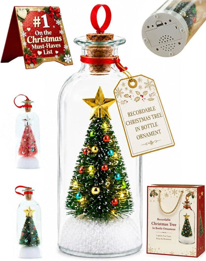 Recordable Glass Tree Message Bottle Ornament
