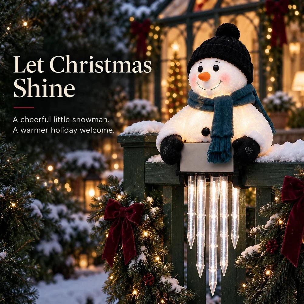 WinterGlow Snowman Icicle Light Decor