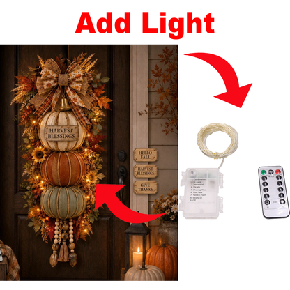 Add Light To Pumpkin Fall Door Decor